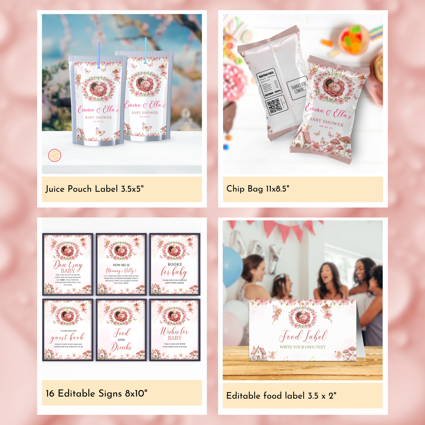 Fairy Baby Shower Template Bundle #1