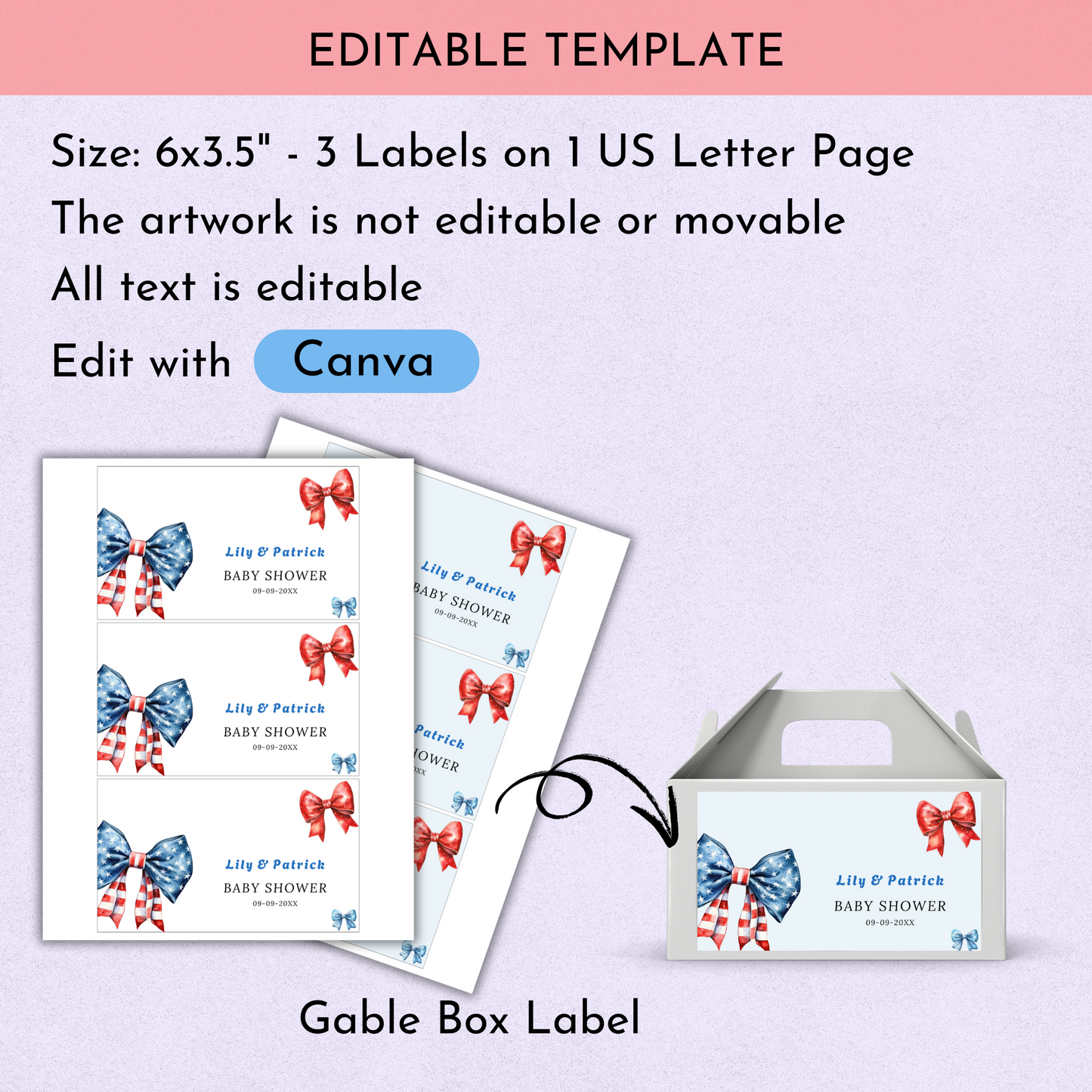 Patriotic Baby Shower Favor Bundle - Bows