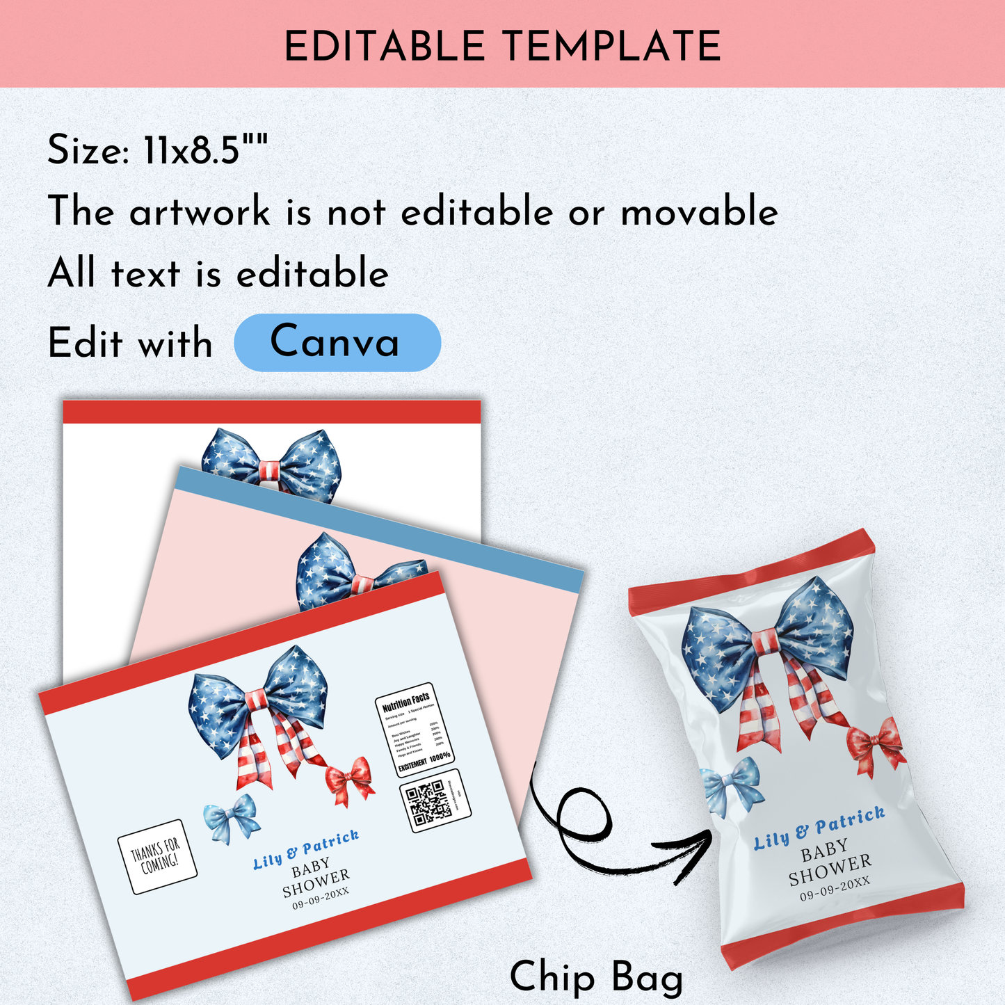 Patriotic Baby Shower Favor Bundle - Bows