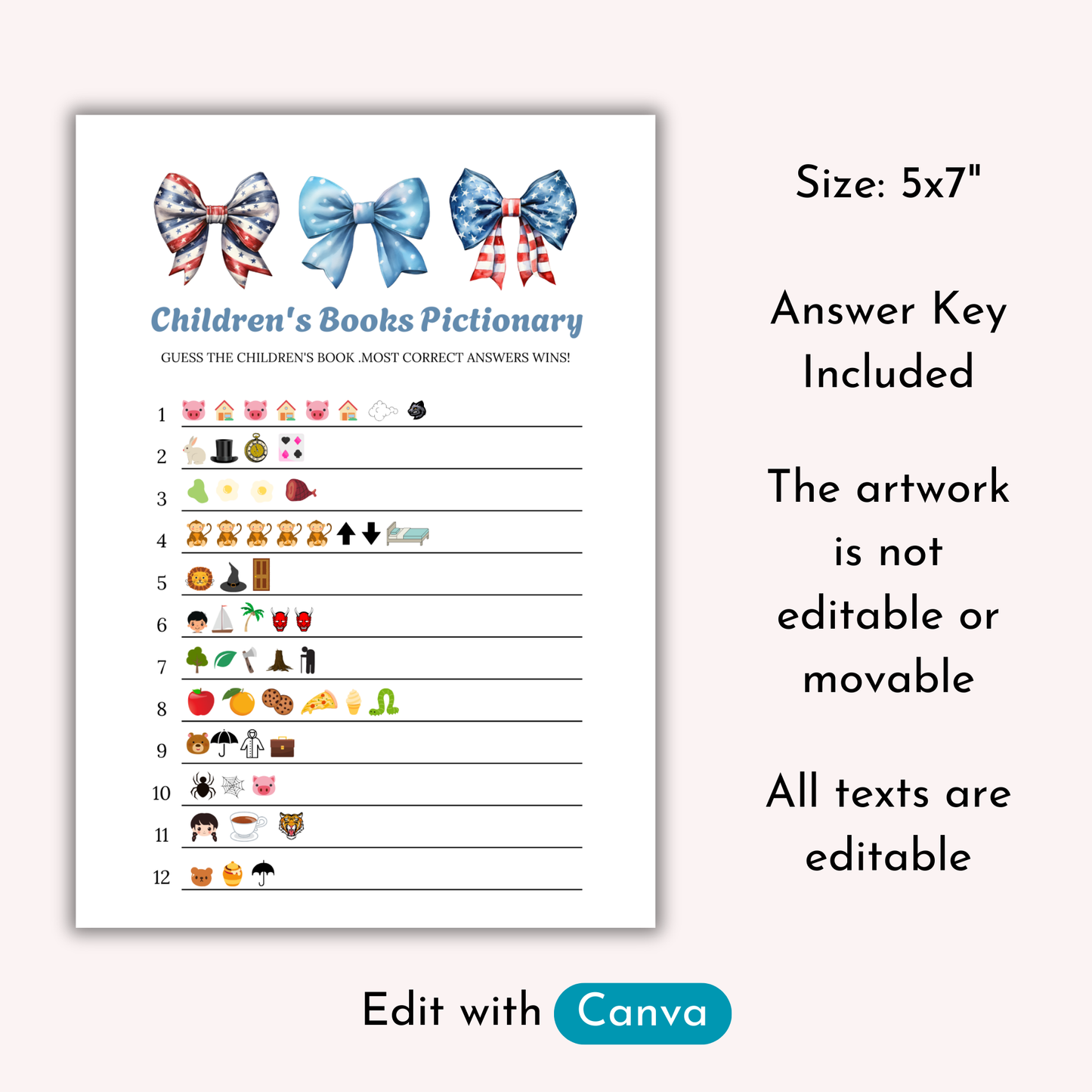 40 Patriotic Baby Shower Game - Bows
