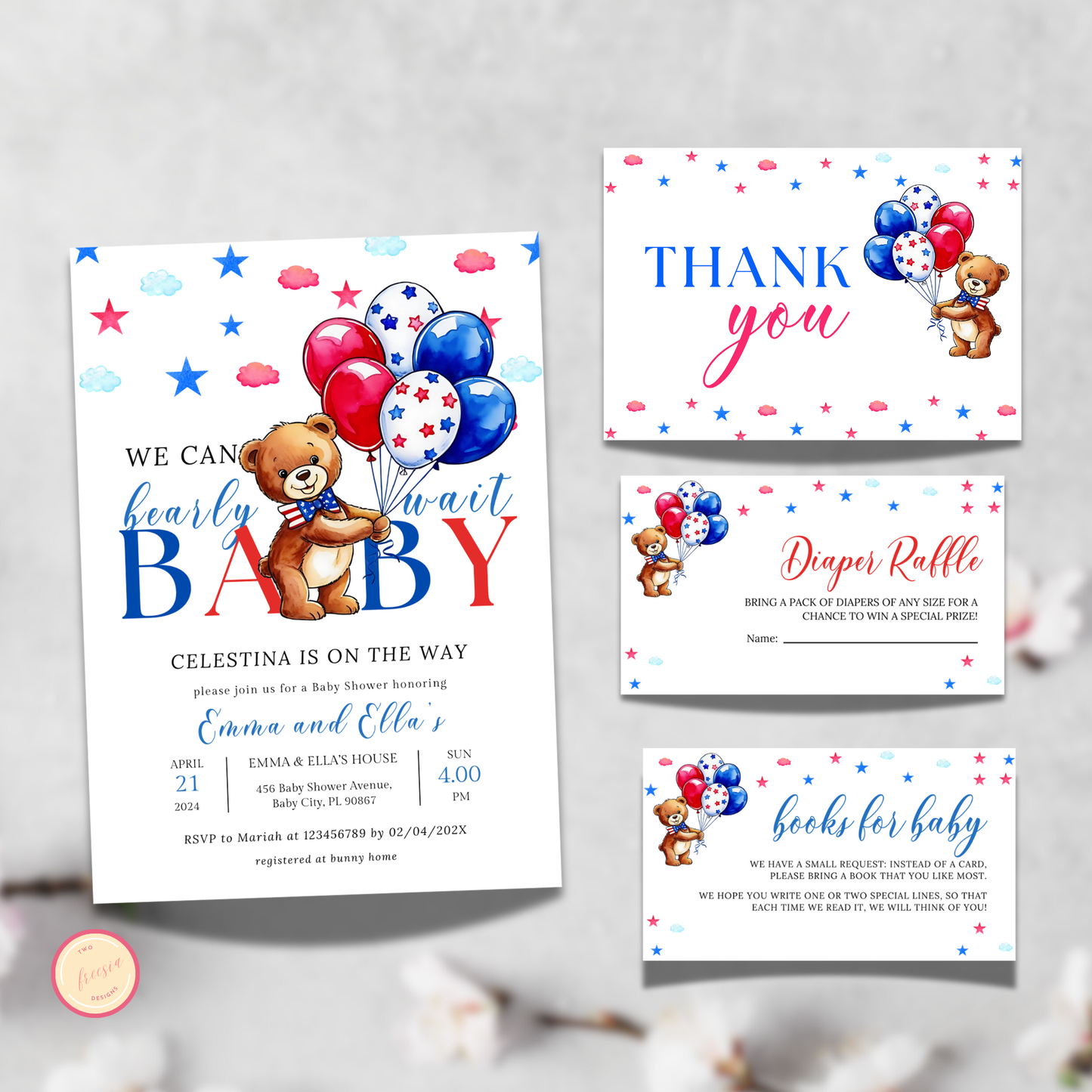 Patriotic Baby Shower Invitation Set