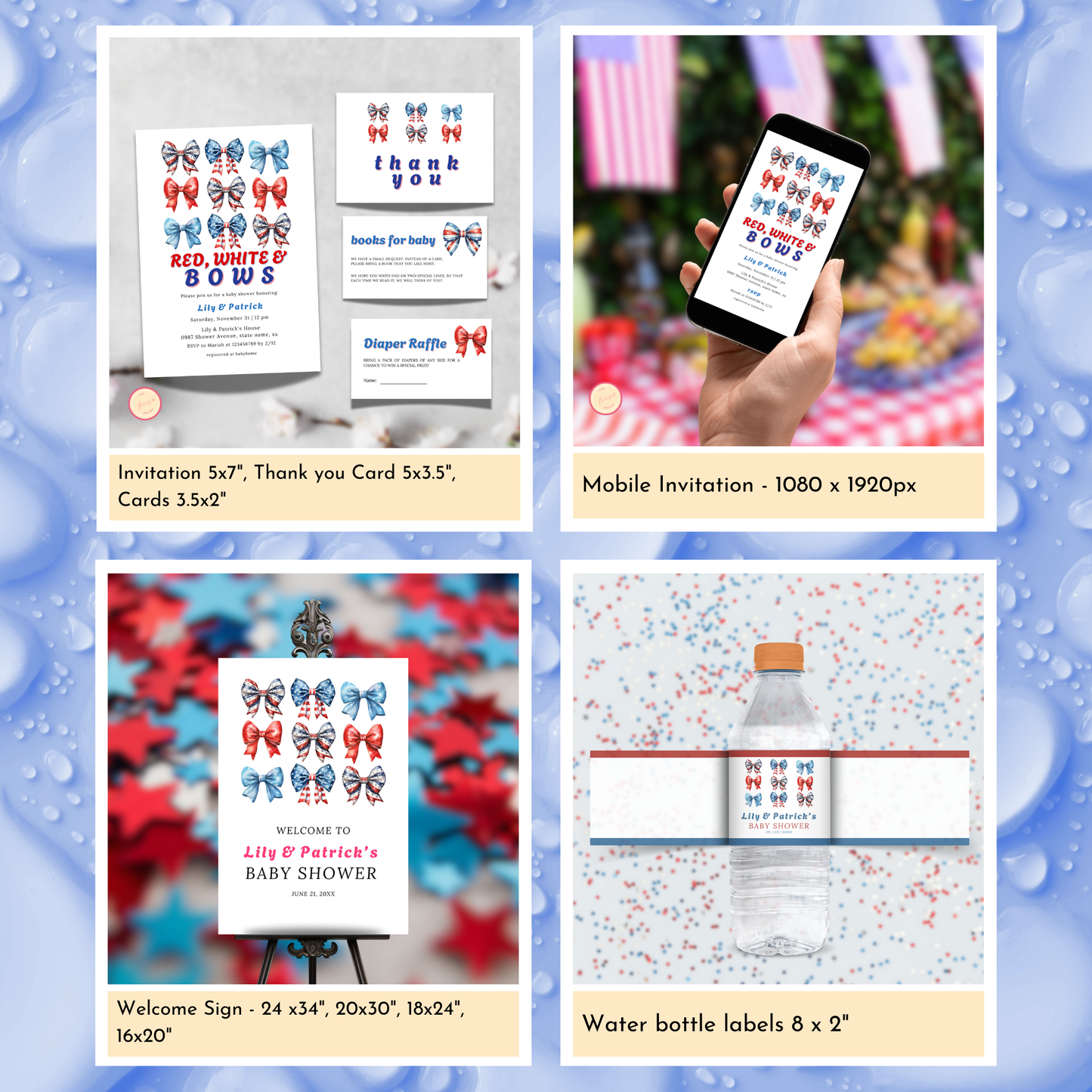 Patriotic Baby Shower Template Bundle