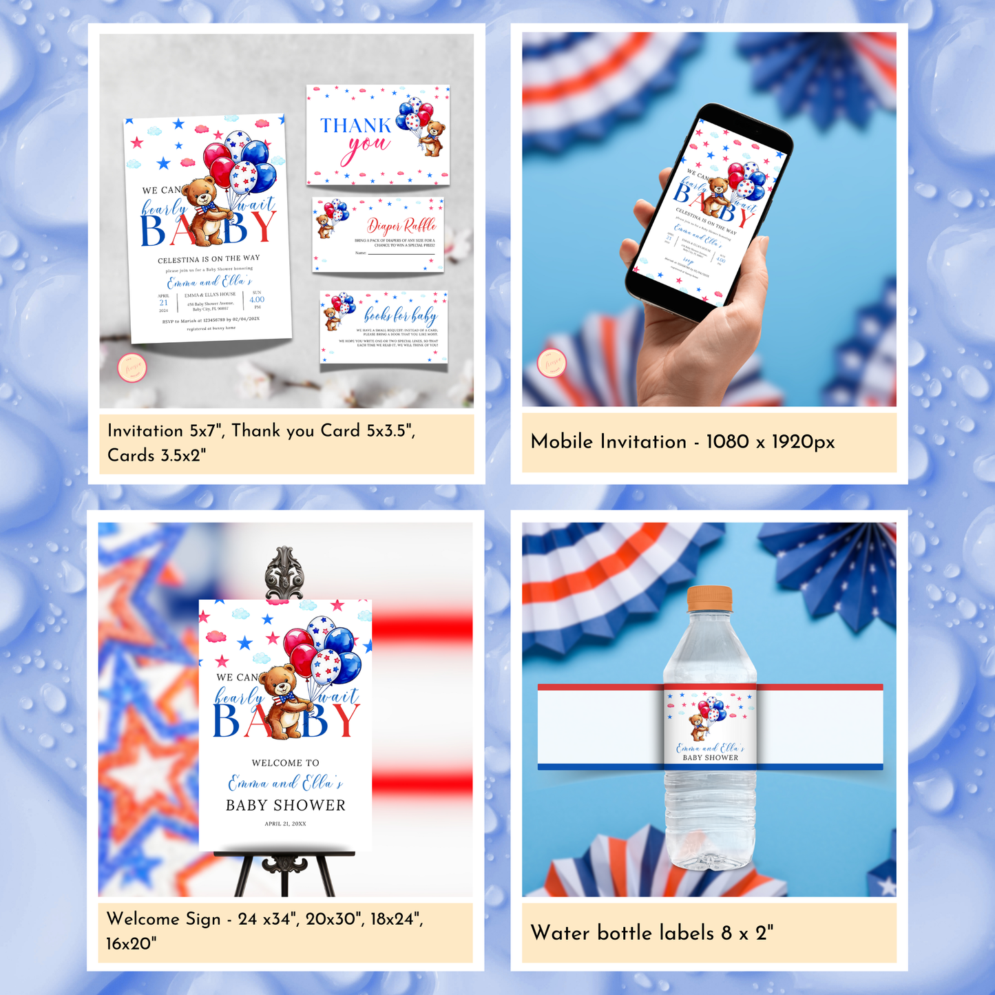 Patriotic Baby Shower Template Bundle #1
