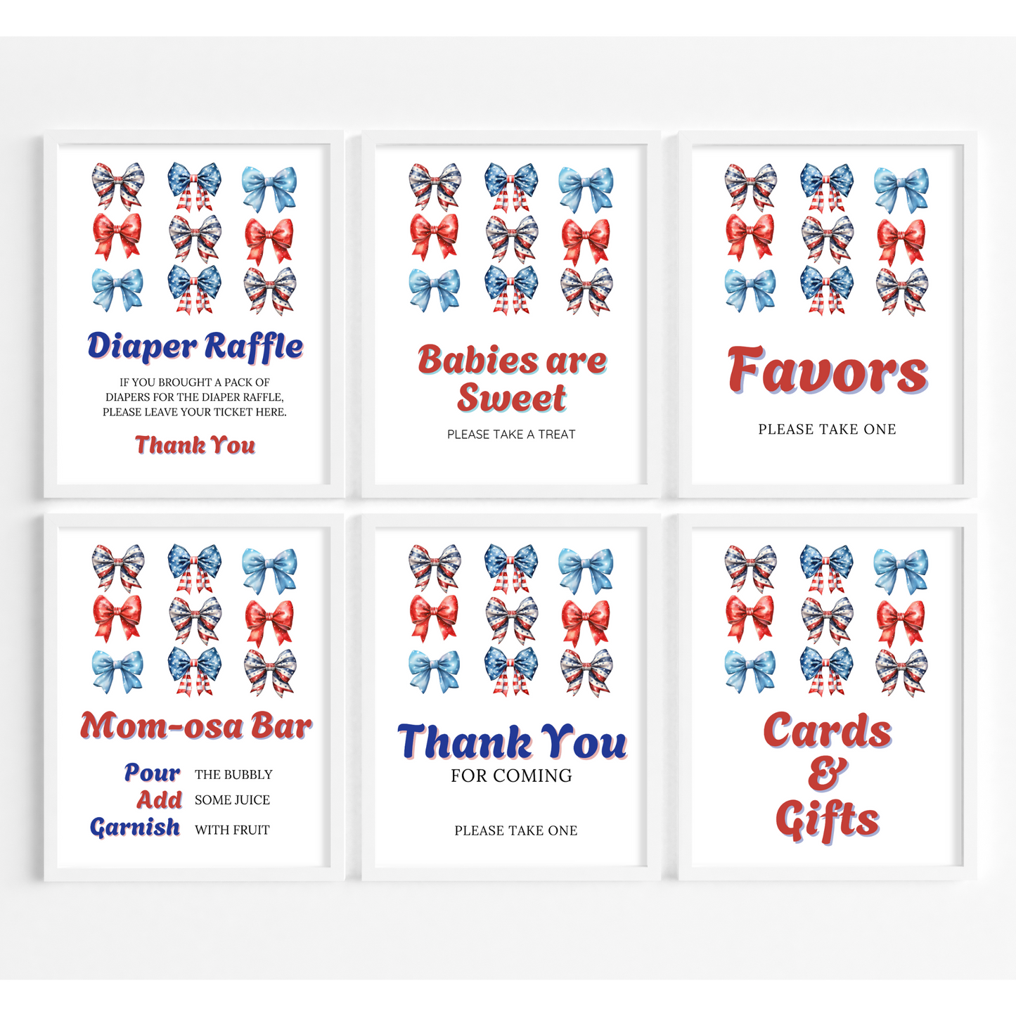 Patriotic Baby Shower Table Sign Bundle