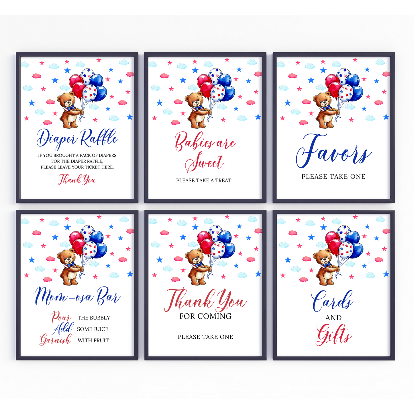 16 Patriotic Baby Shower Table Signs