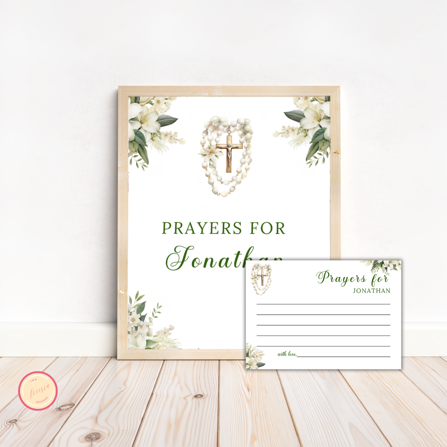 First Communion Prayer Sign and Card - Green
