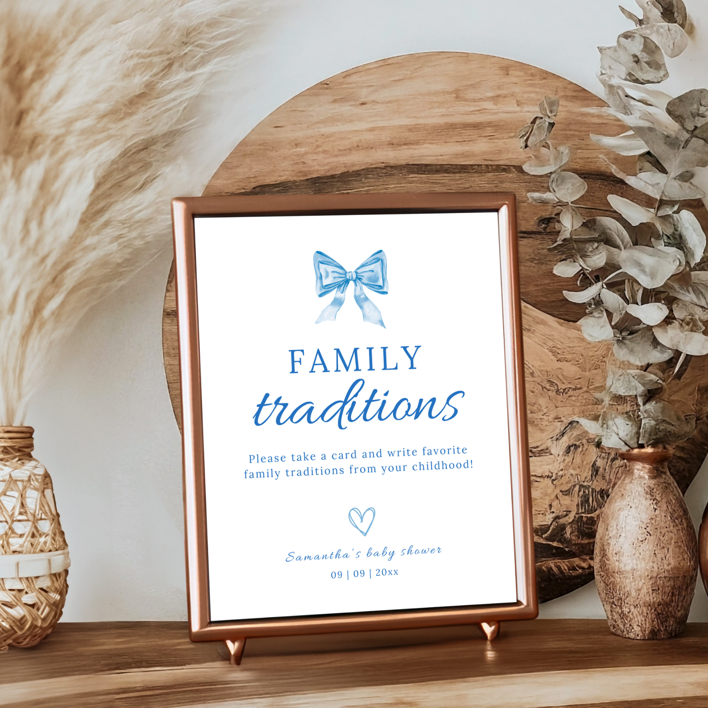 Family Traditions Sign - Blue Bow
