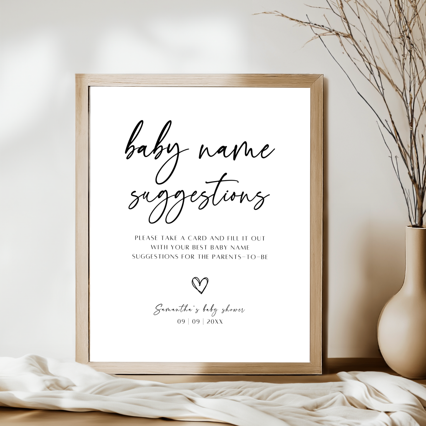 Baby Name Suggestions Sign & Card Template