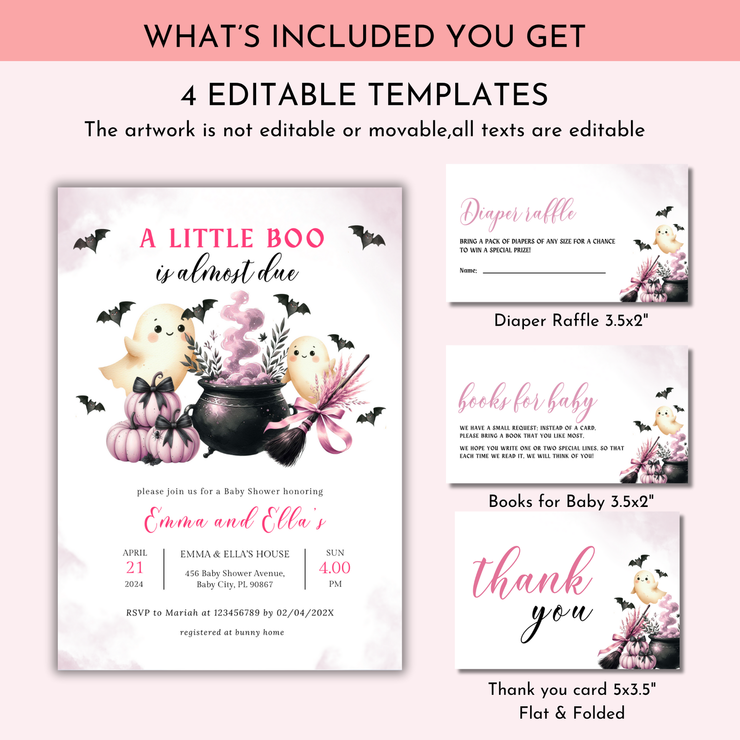 Halloween Baby Shower Invitation Set | A Baby is Due