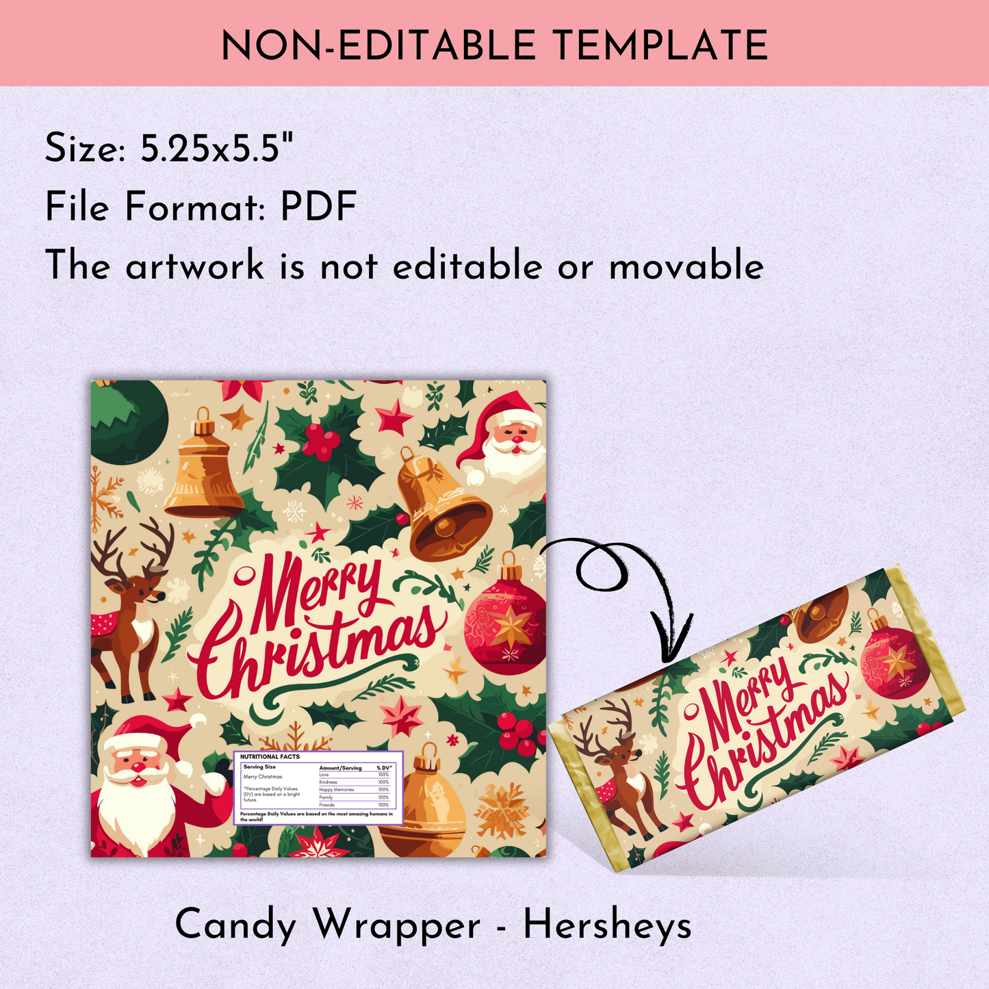 Christmas Chocolate Wrapper Printable | Set of 4