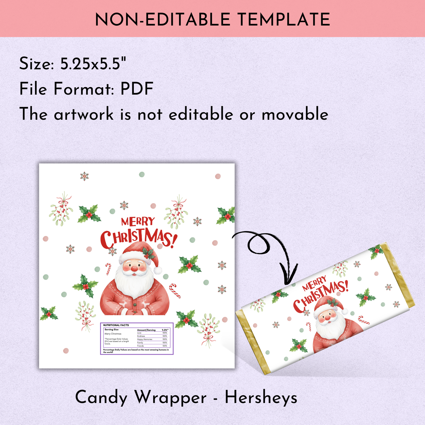 Merry Christmas Chocolate Wrapper Printable | Set of 3