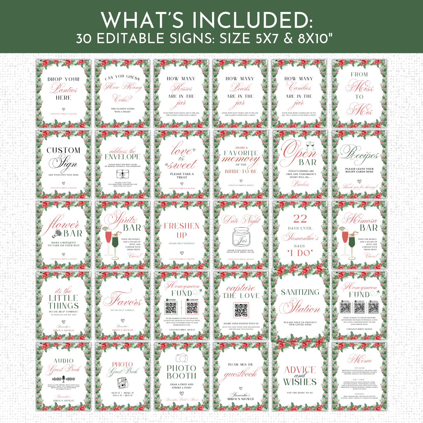 Christmas Bridal Shower Games & Signs - #1