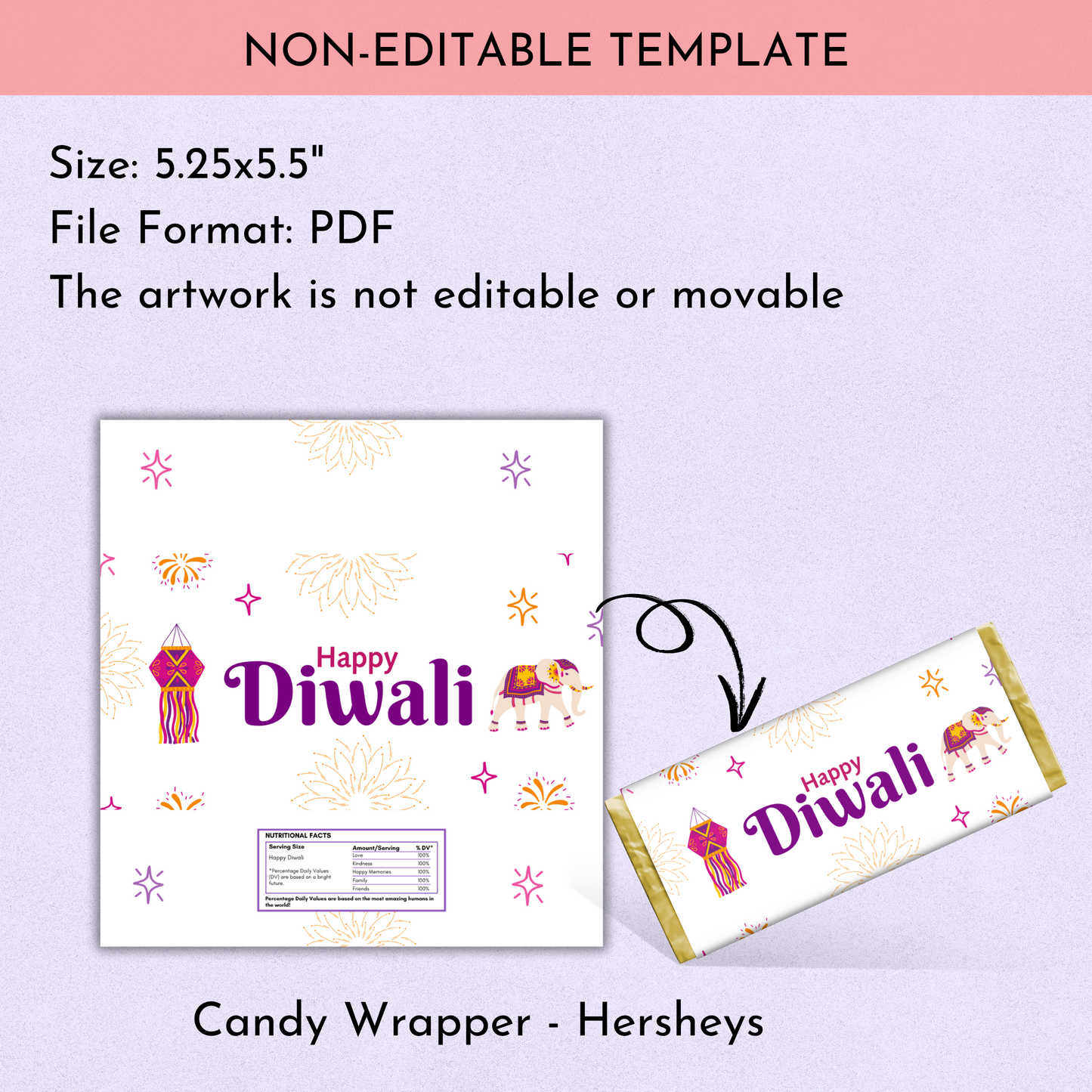 Diwali Chocolate Wrapper Printable | Set of 3