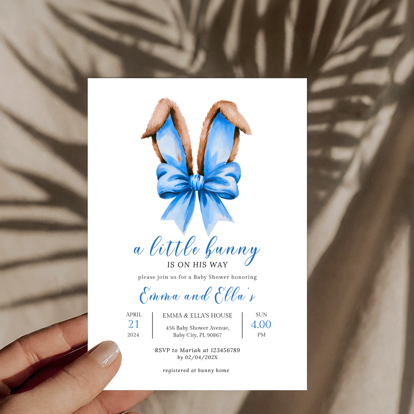 A Little Bunny is on His Way Baby Shower Invitation Set