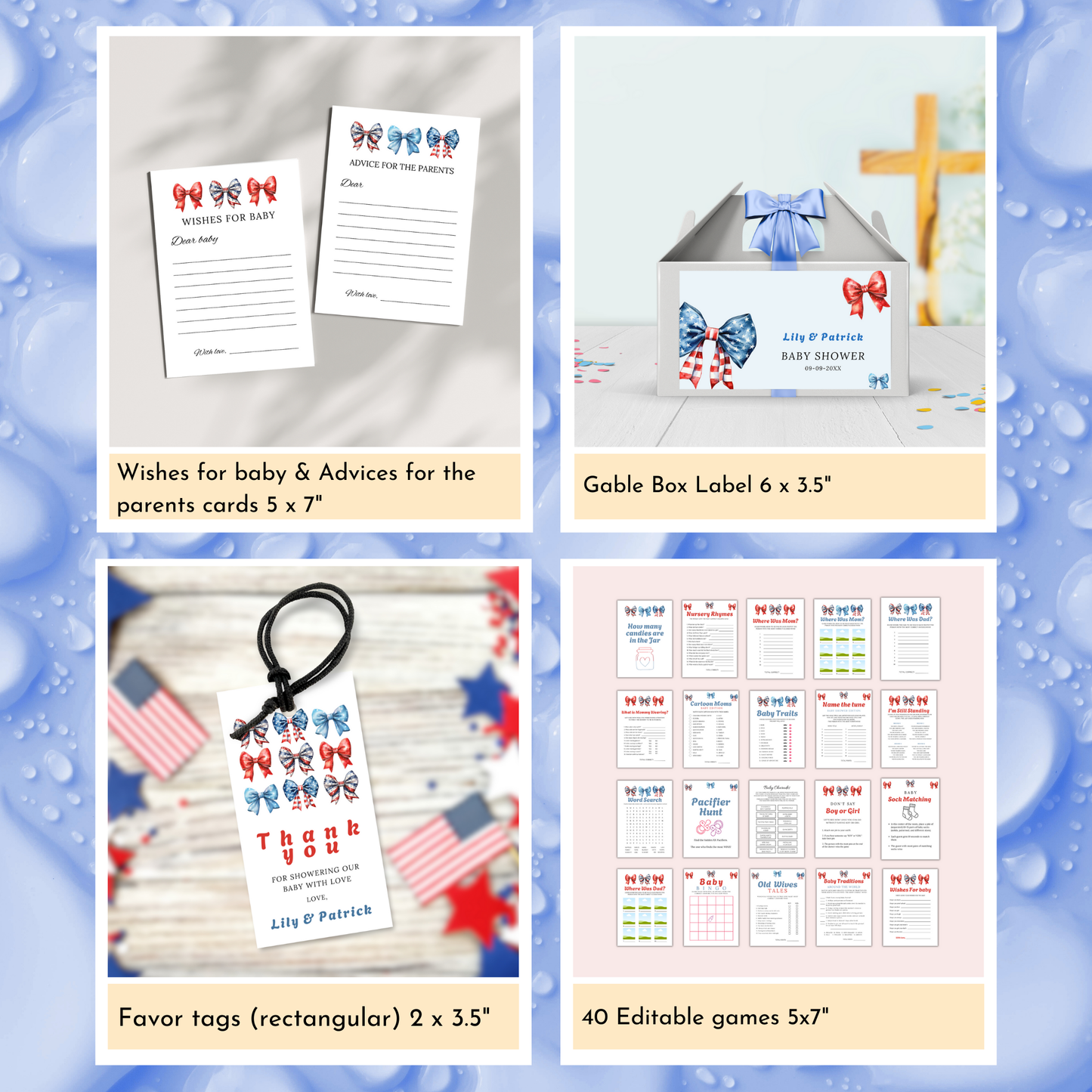 Patriotic Baby Shower Template Bundle