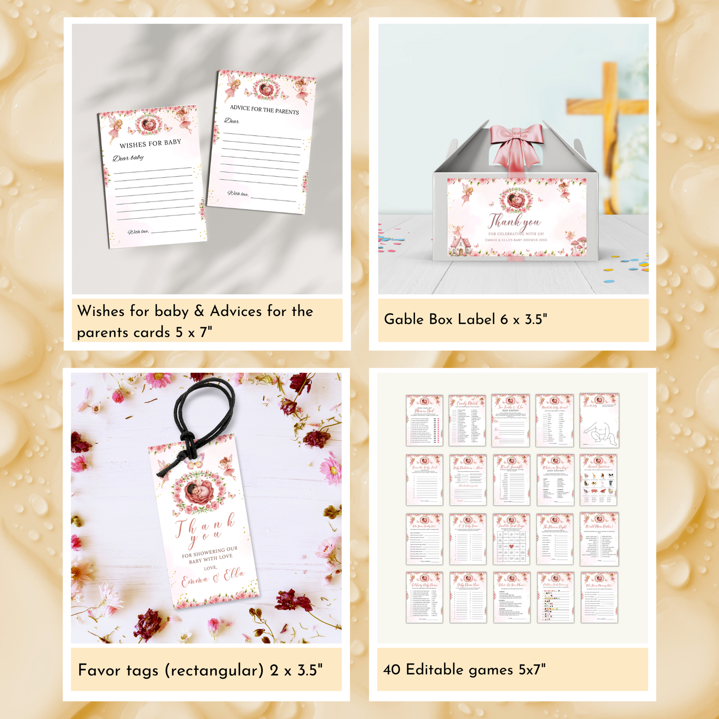 Fairy Baby Shower Template Bundle #1
