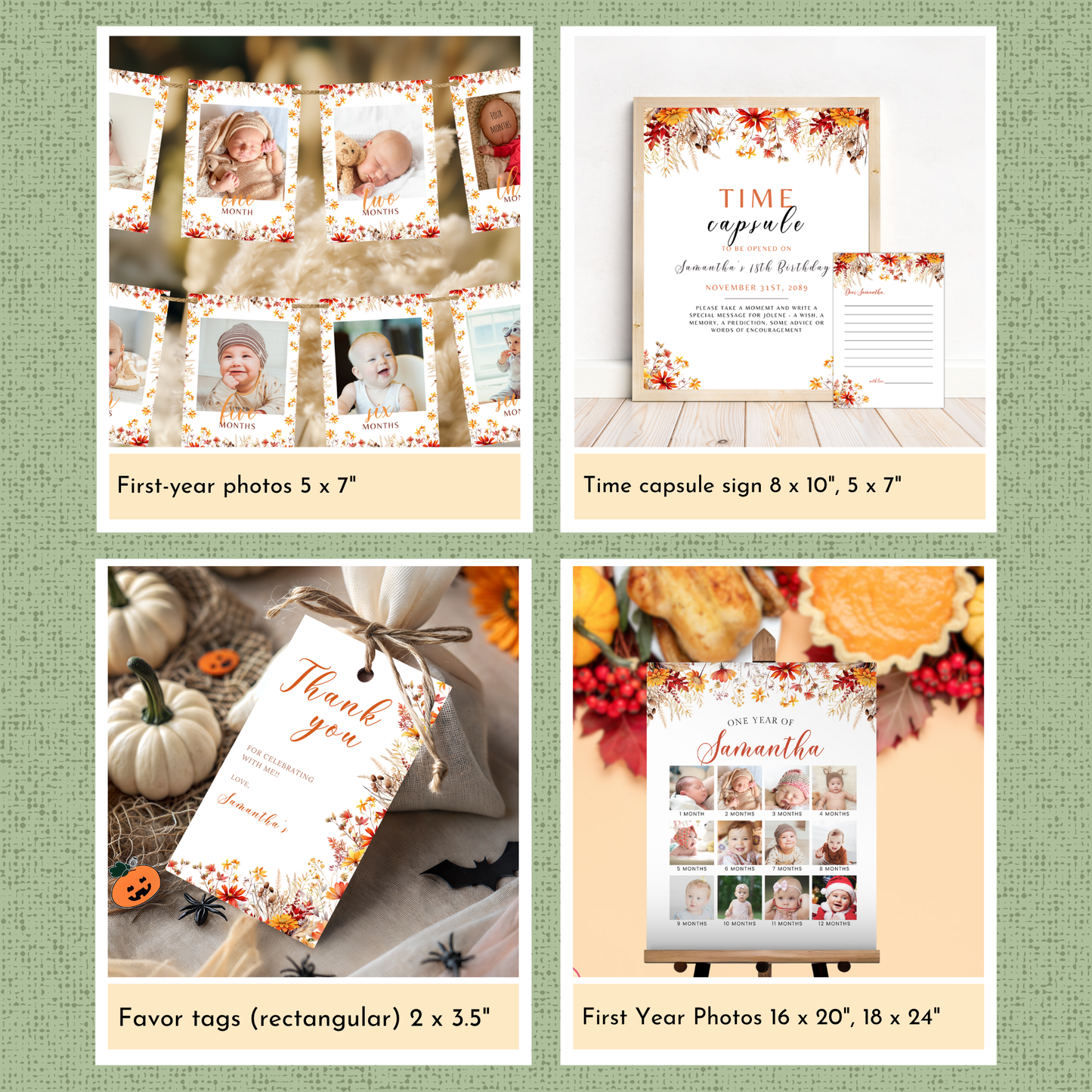 Fall Wildflower 1st Birthday Template Bundle #1