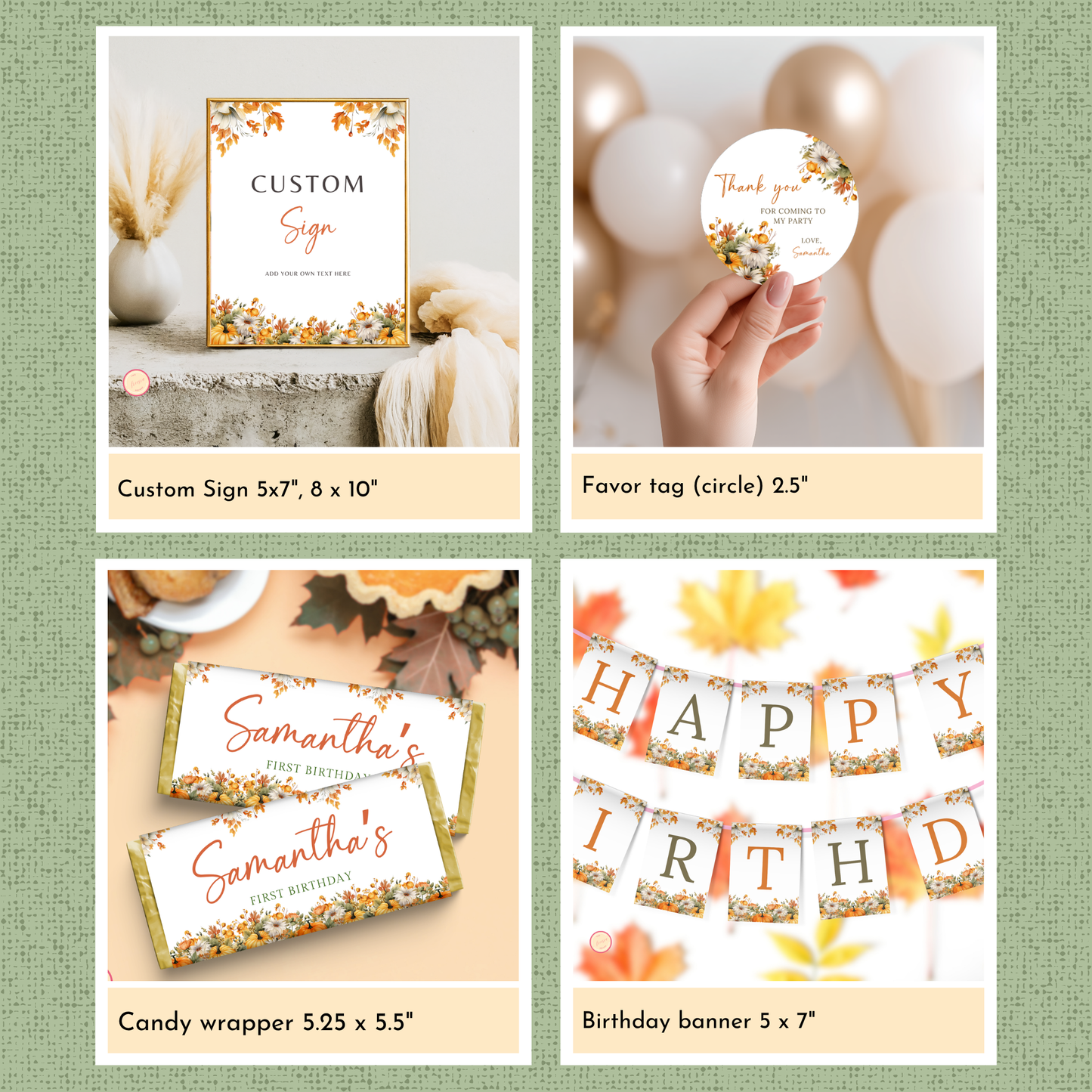 Pumpkin 1st Birthday Template Bundle #1