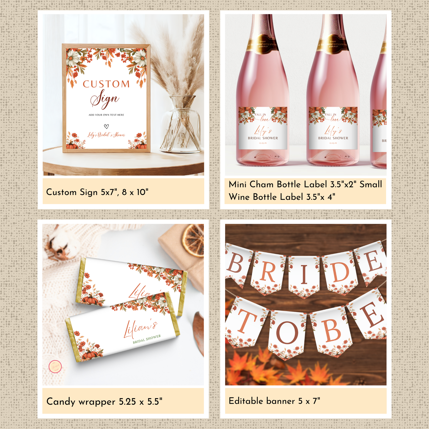 Fall in Love Bridal Shower Template Bundle #1