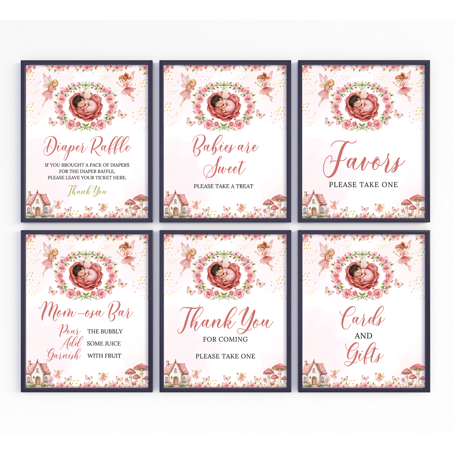 16 Fairy Baby Shower Table Signs