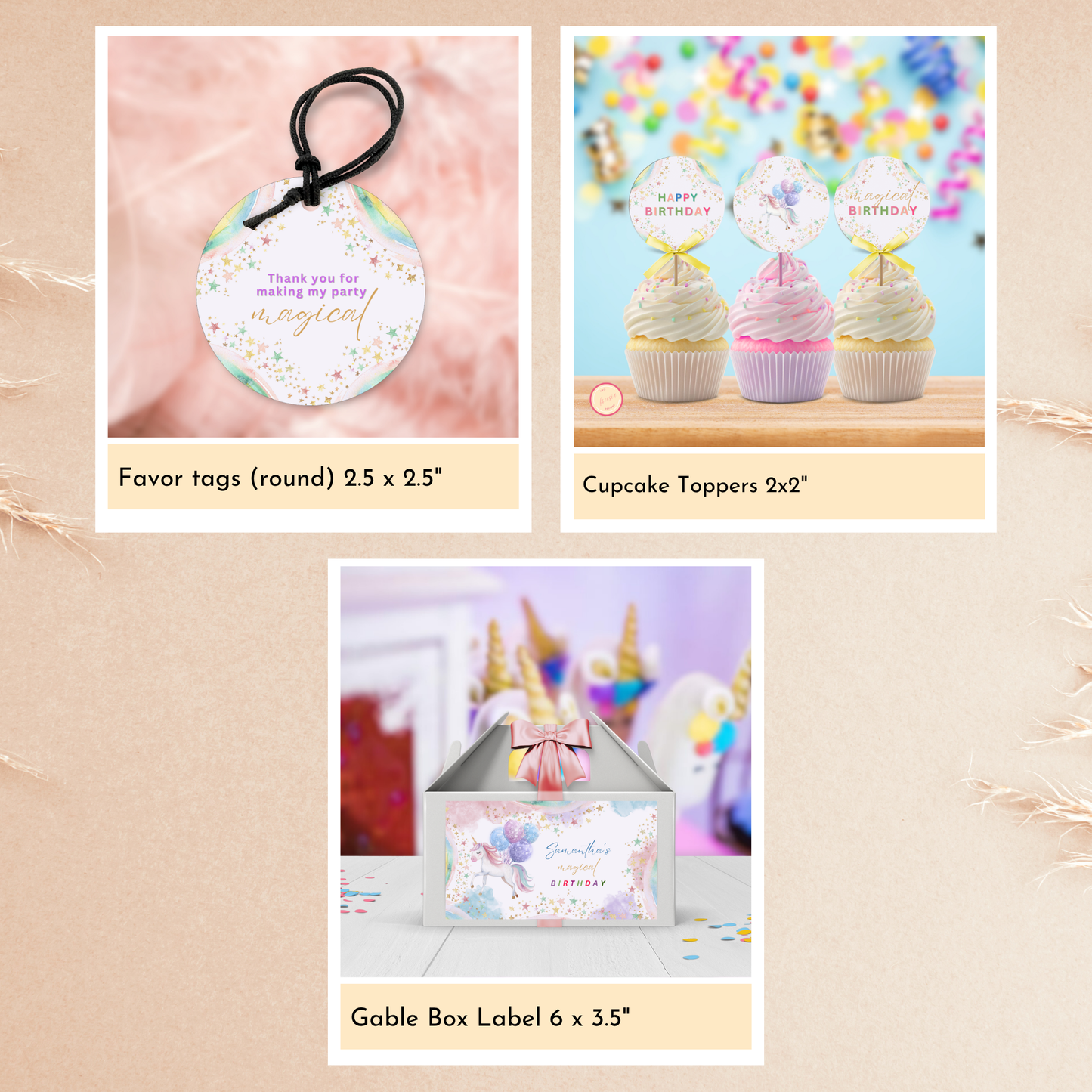 Magical Unicorn Party Template Bundle