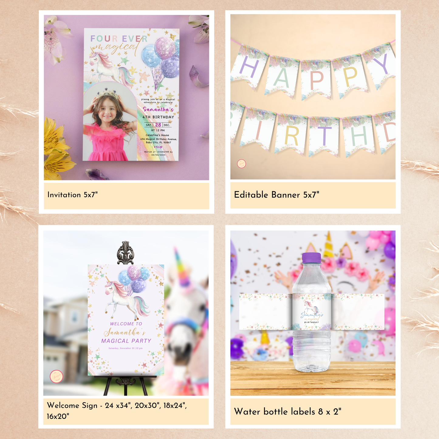 Magical Unicorn Party Template Bundle