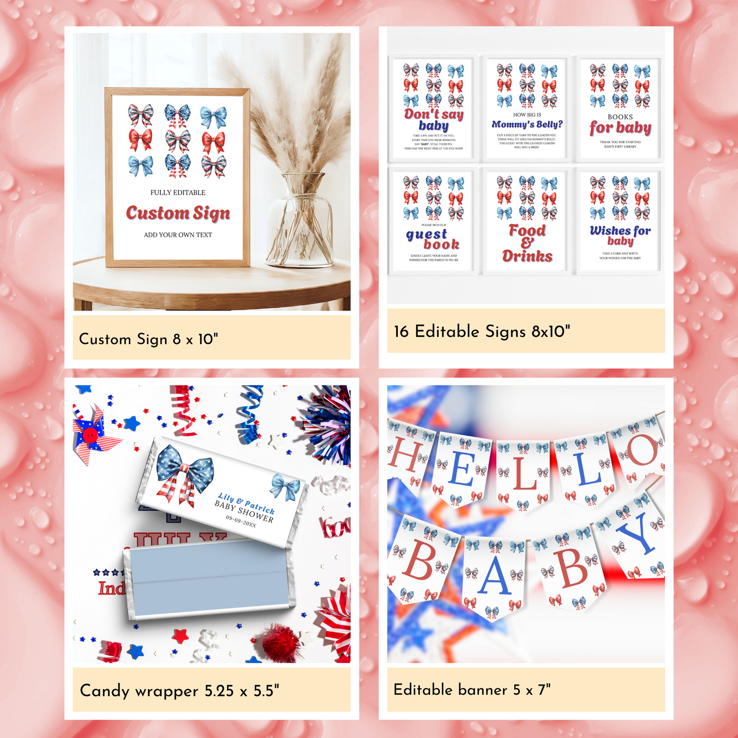Patriotic Baby Shower Template Bundle