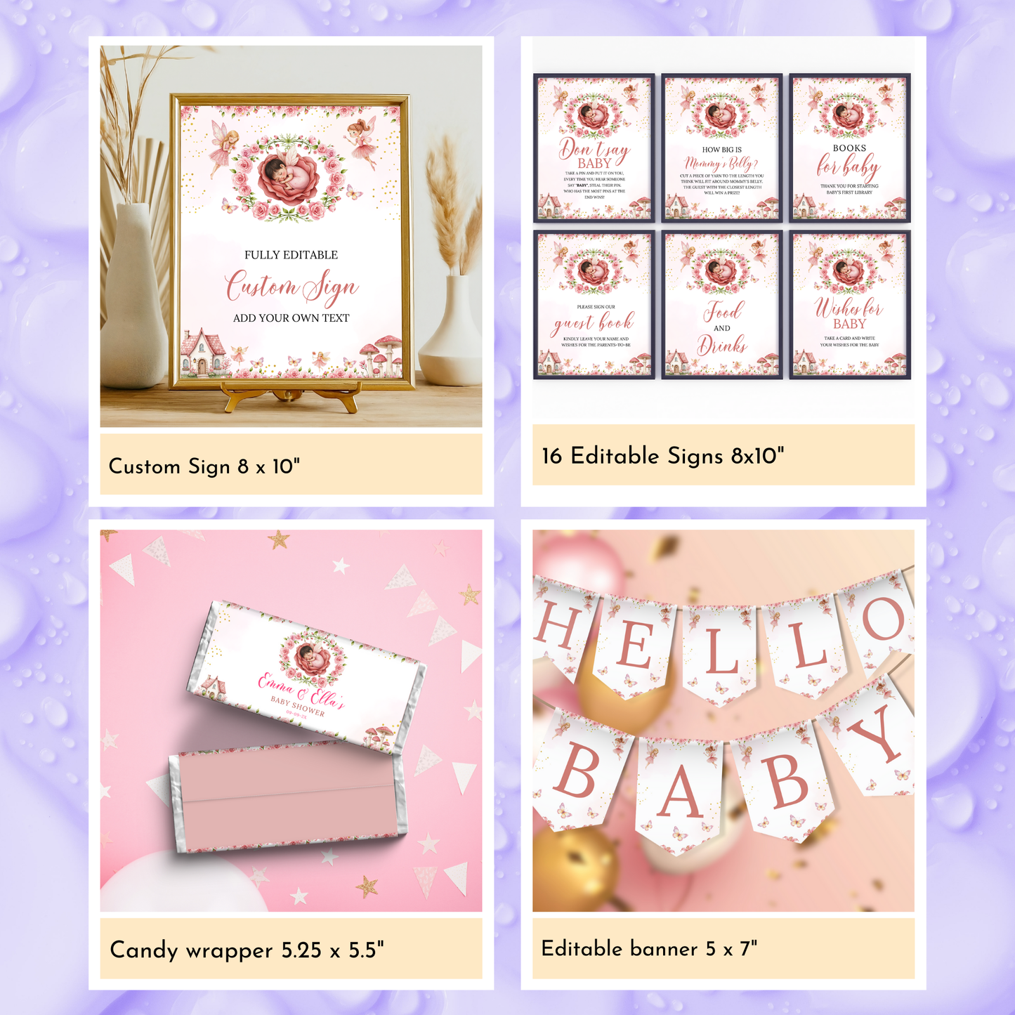 Fairy Baby Shower Template Bundle