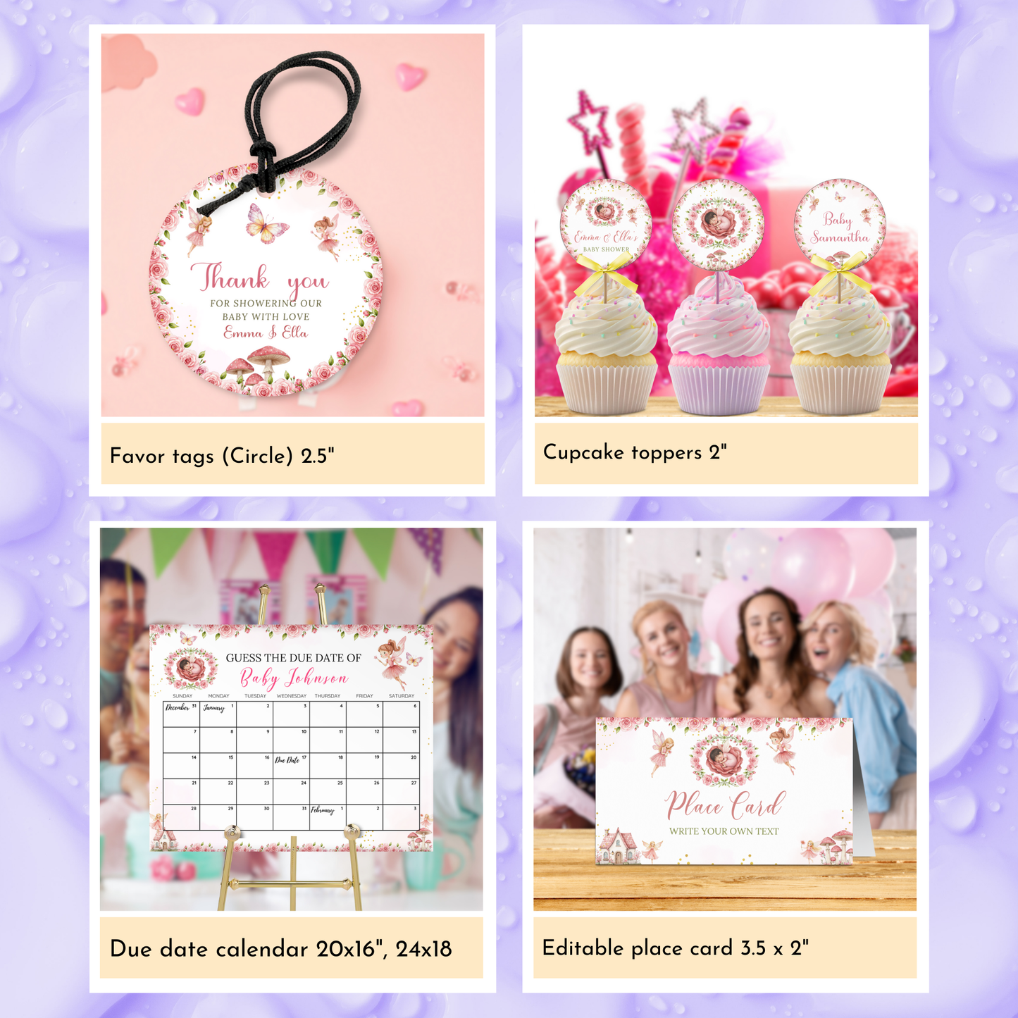 Fairy Baby Shower Template Bundle