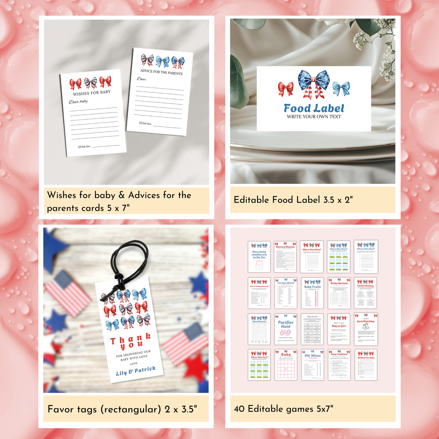 Patriotic Baby Shower Template Bundle