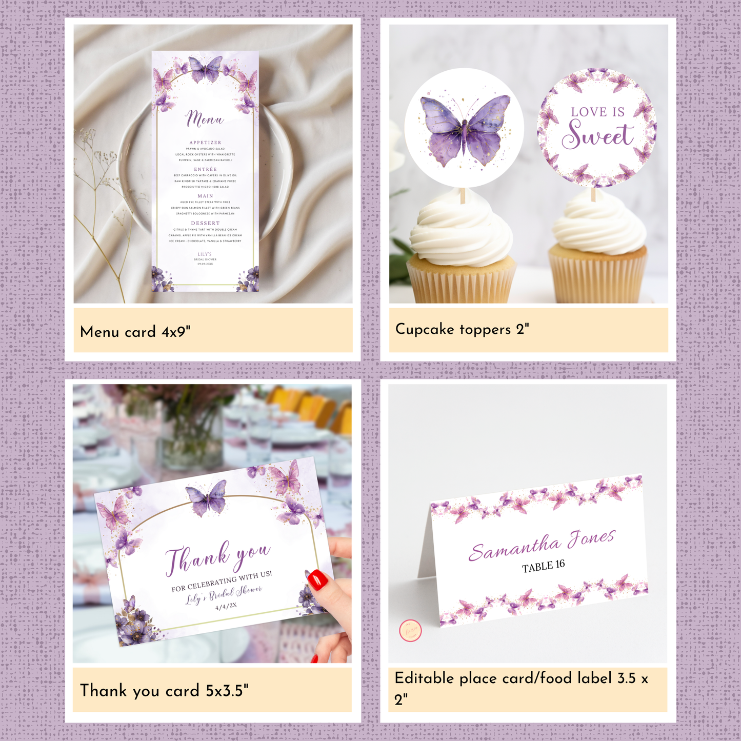 Lifetime of Butterflies Bridal Shower Template Bundle #1
