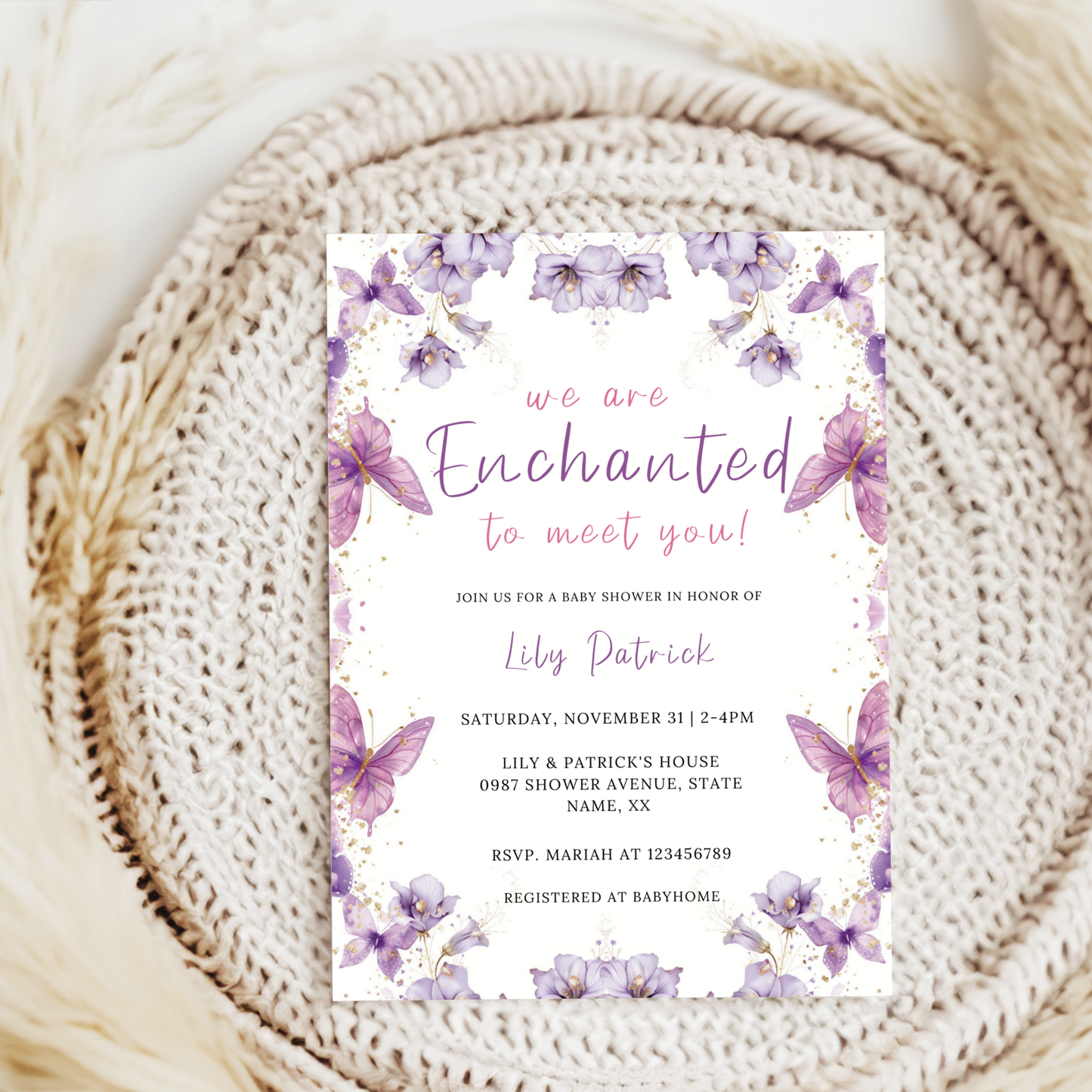 Enchanted to Meet You Baby Shower Invitation