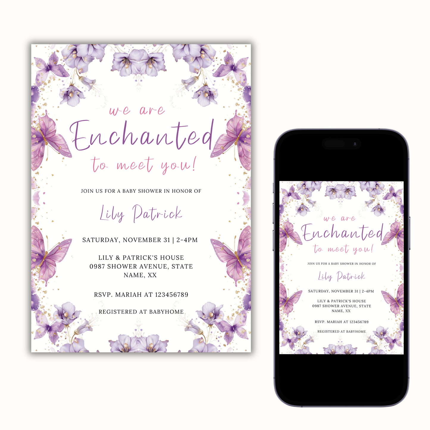 Enchanted to Meet You Baby Shower Invitation
