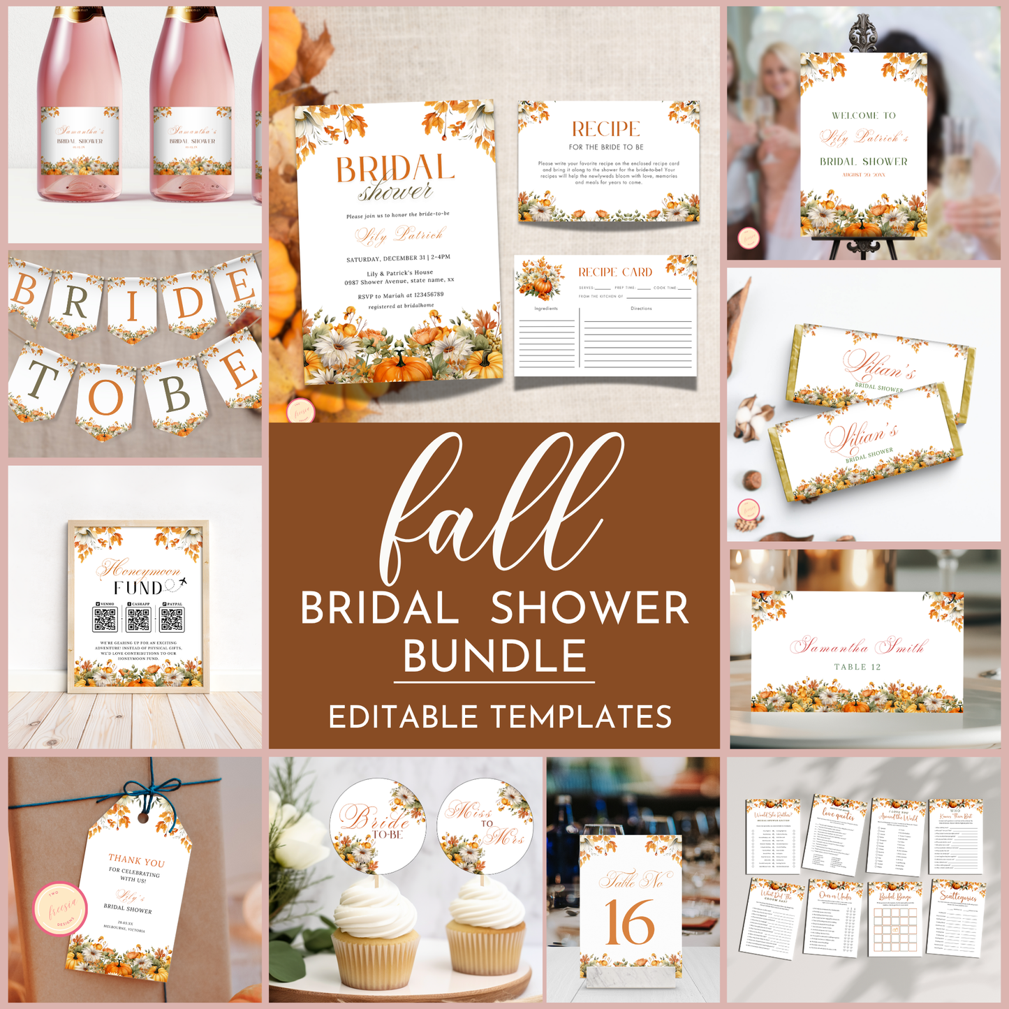 Fall Bridal Shower Template Bundle #1