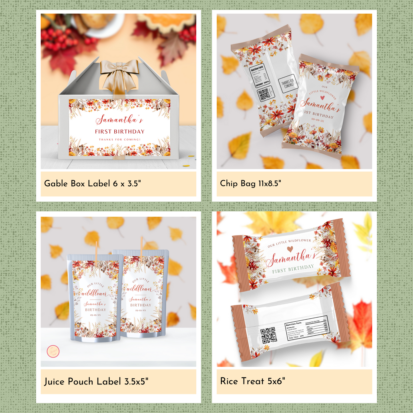 Fall Wildflower 1st Birthday Template Bundle #1
