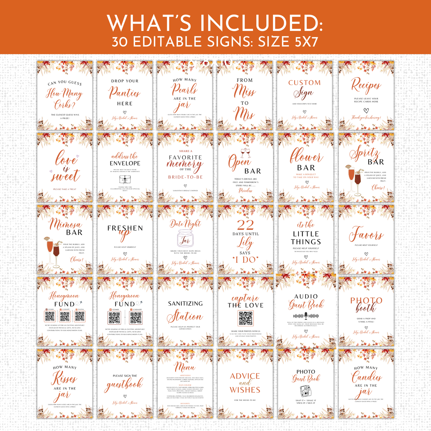 Fall Bridal Shower Games & Signs - #3
