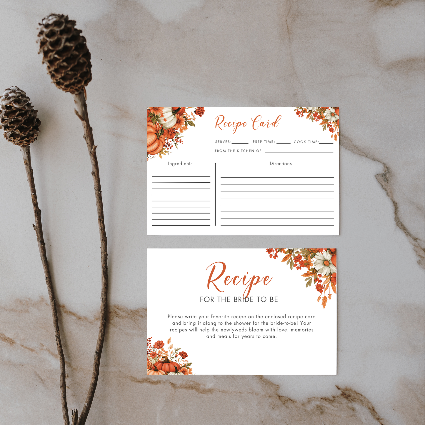 Fall in Love Bridal Shower + Recipe Card Bundle #1
