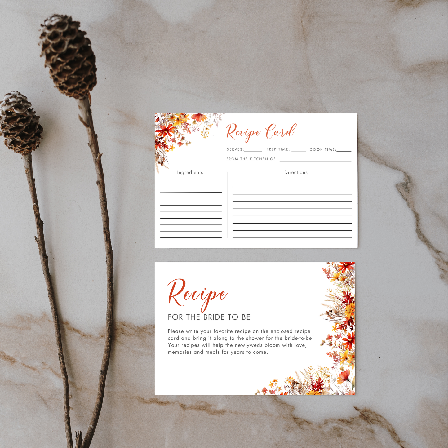 Fall in Love Bridal Shower + Recipe Card Bundle #2