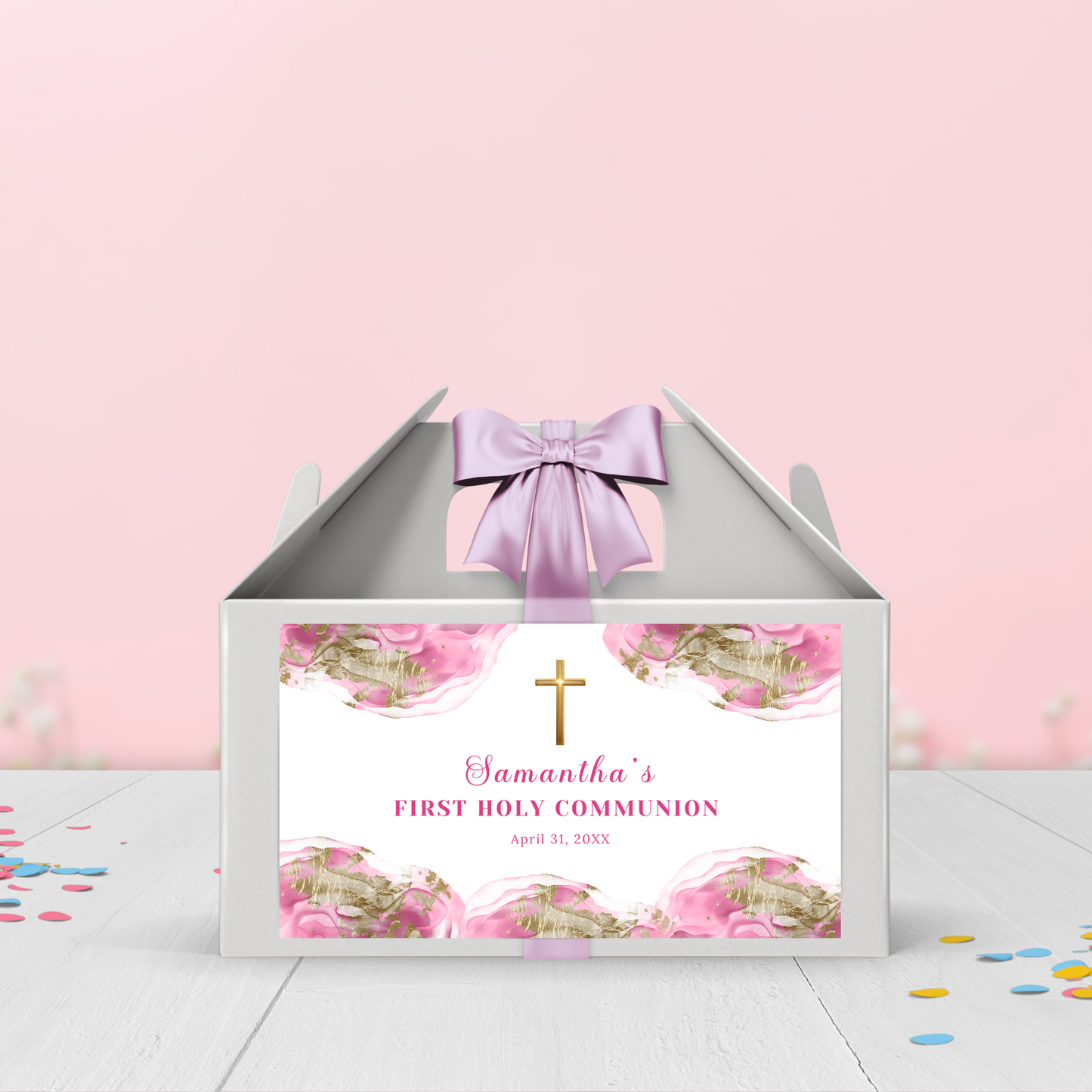 1st Communion Gable Box - Pink