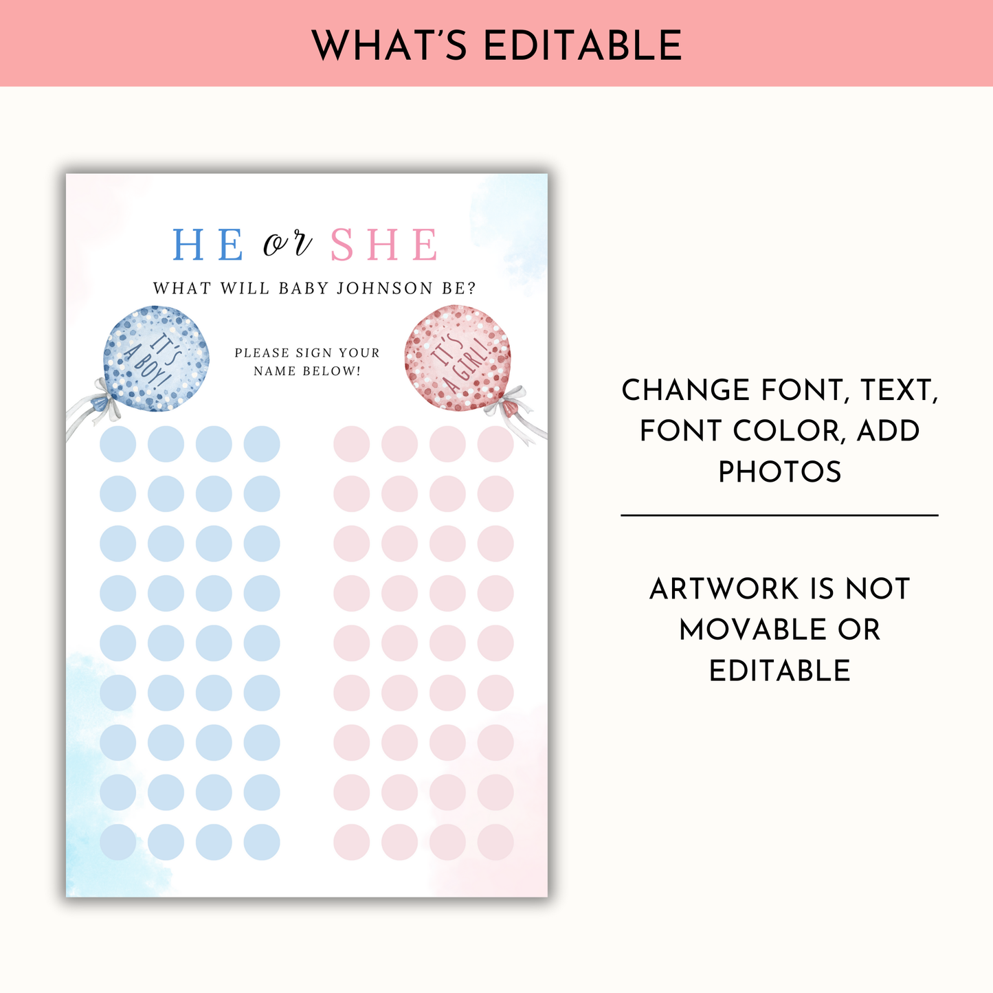 Gender Reveal Voting Sign Template - Balloons