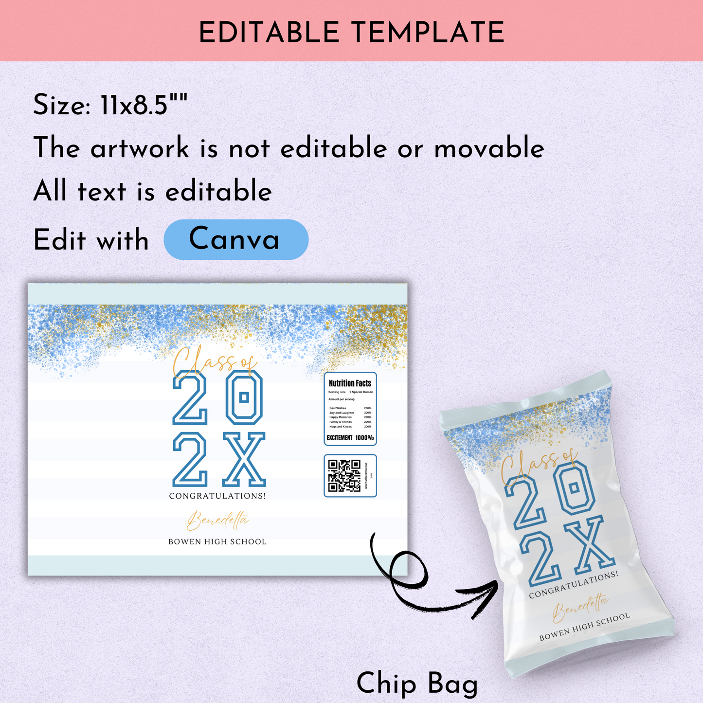 Graduation Chip Bag Template