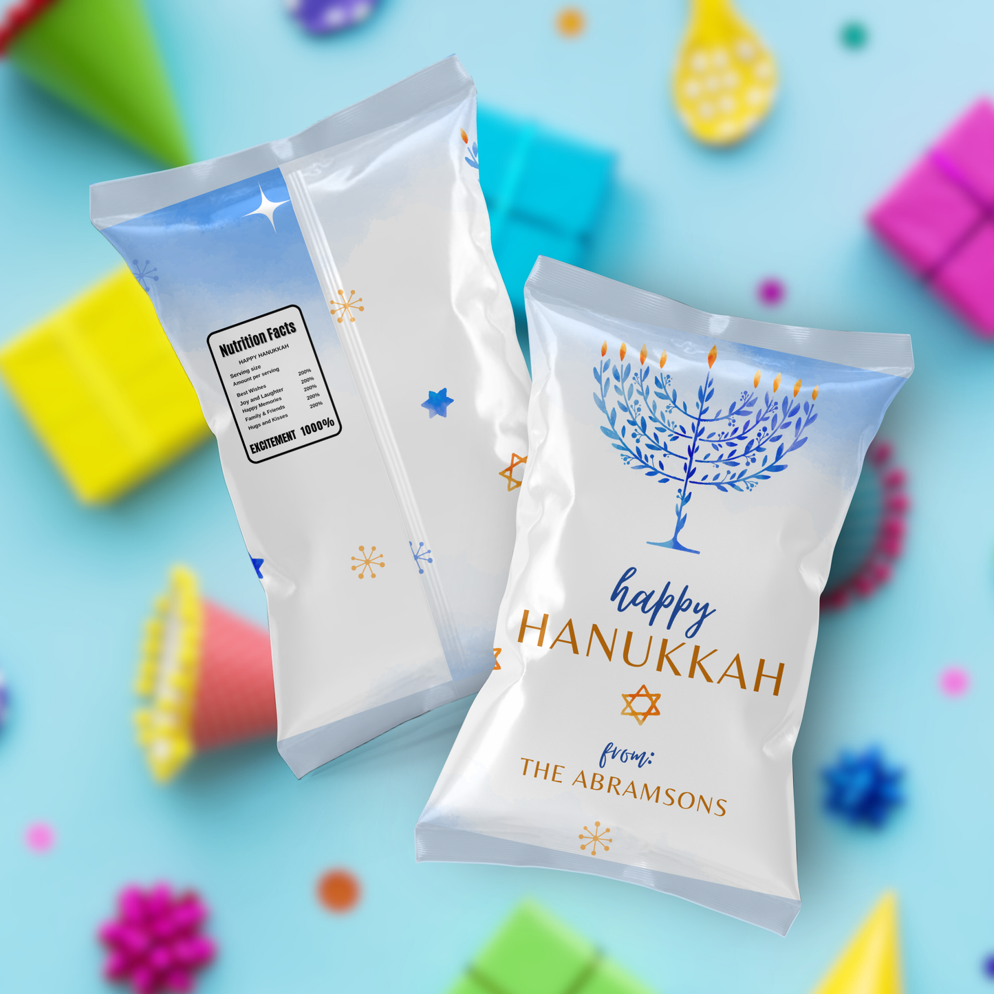 Happy Hanukkah Chip Bag Printable