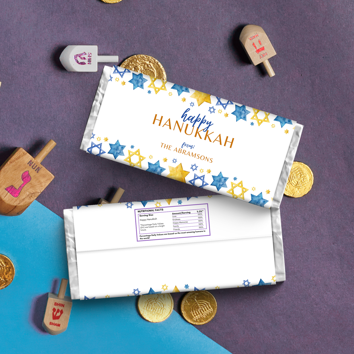 Hanukkah Chocolate Wrapper Template
