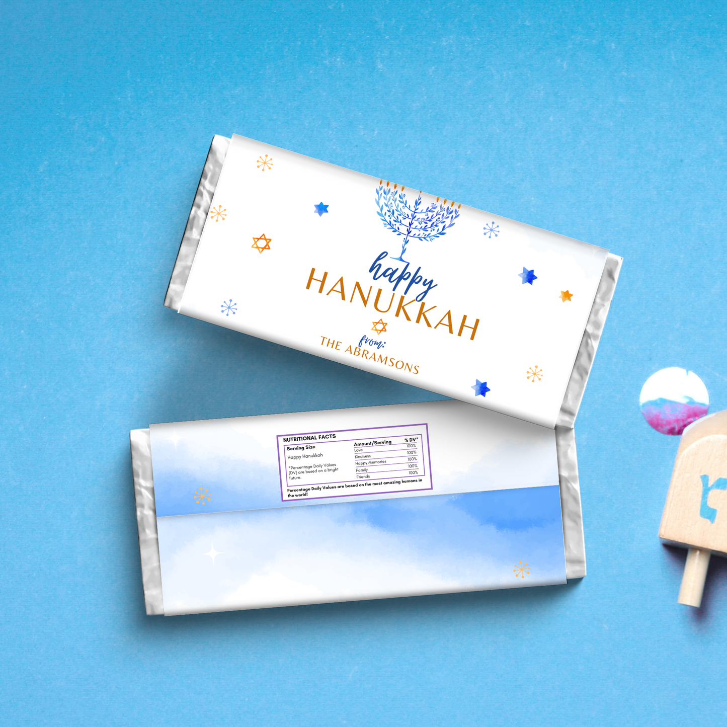 Happy Hanukkah Chocolate Wrapper Template