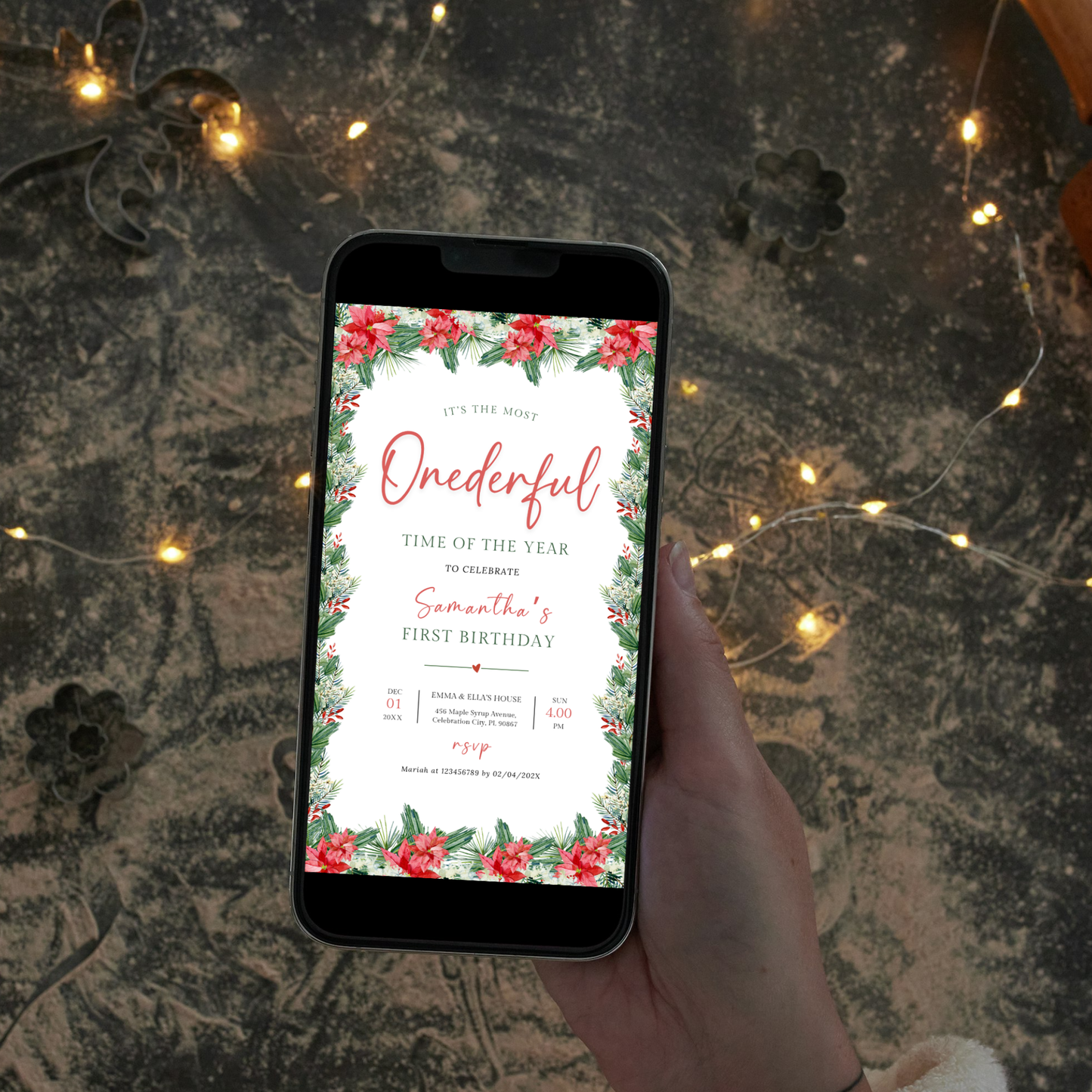 Christmas 1st Birthday Invitation