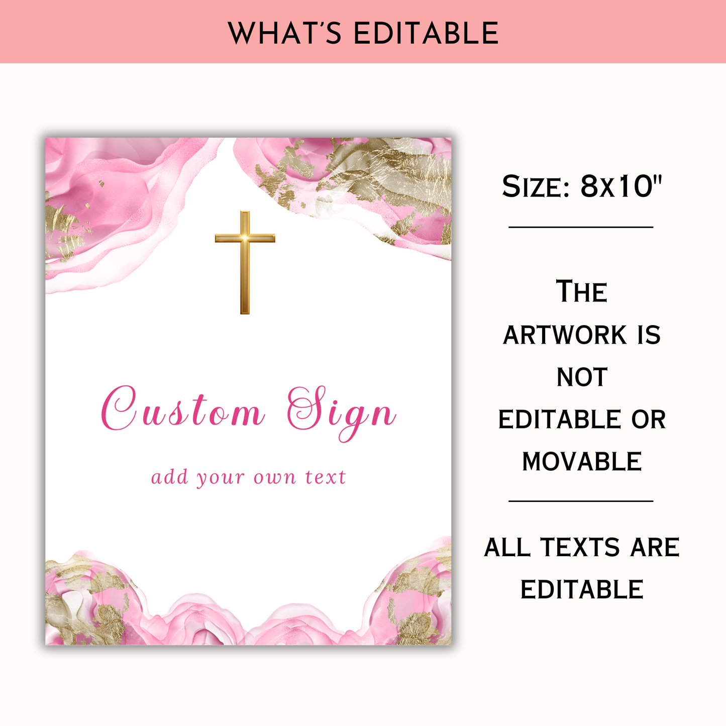 First Holy Communion Custom Sign - Pink