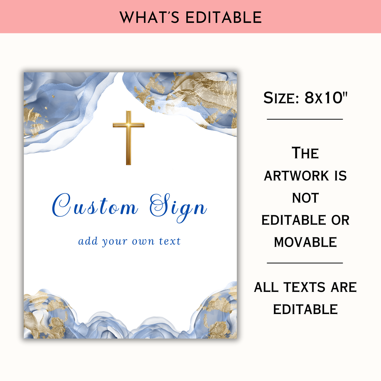 First Holy Communion Custom Sign - Blue