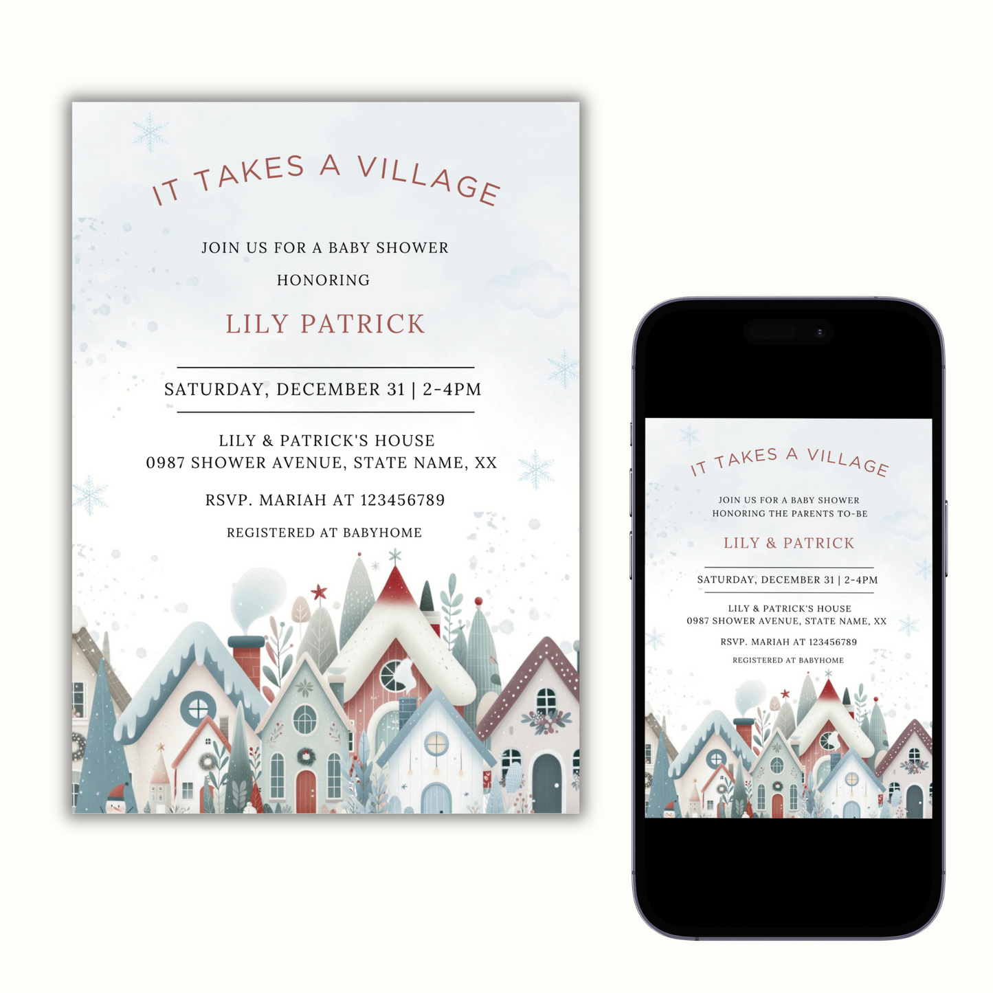 It Takes A Village Baby Shower Invitation