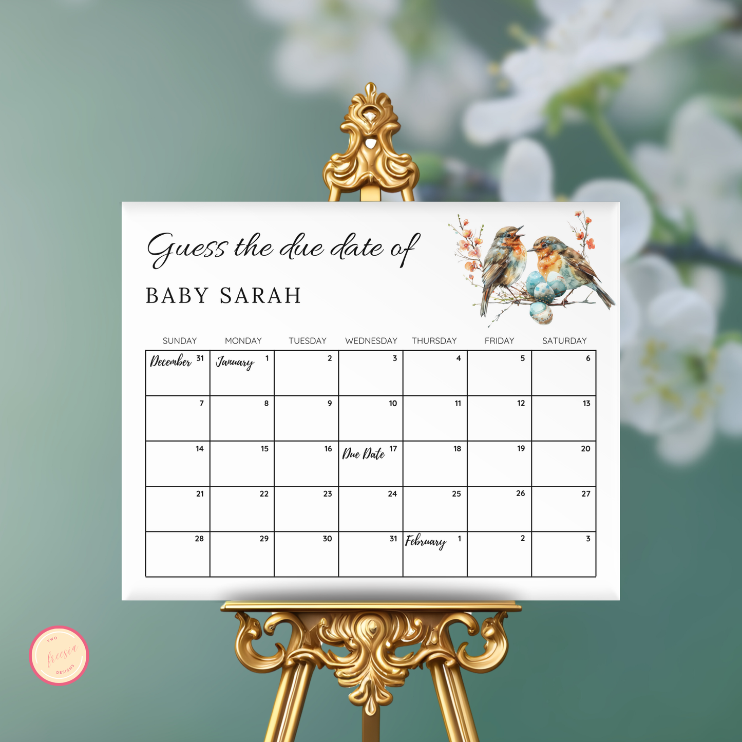 Nesting Baby Shower Due Date Game