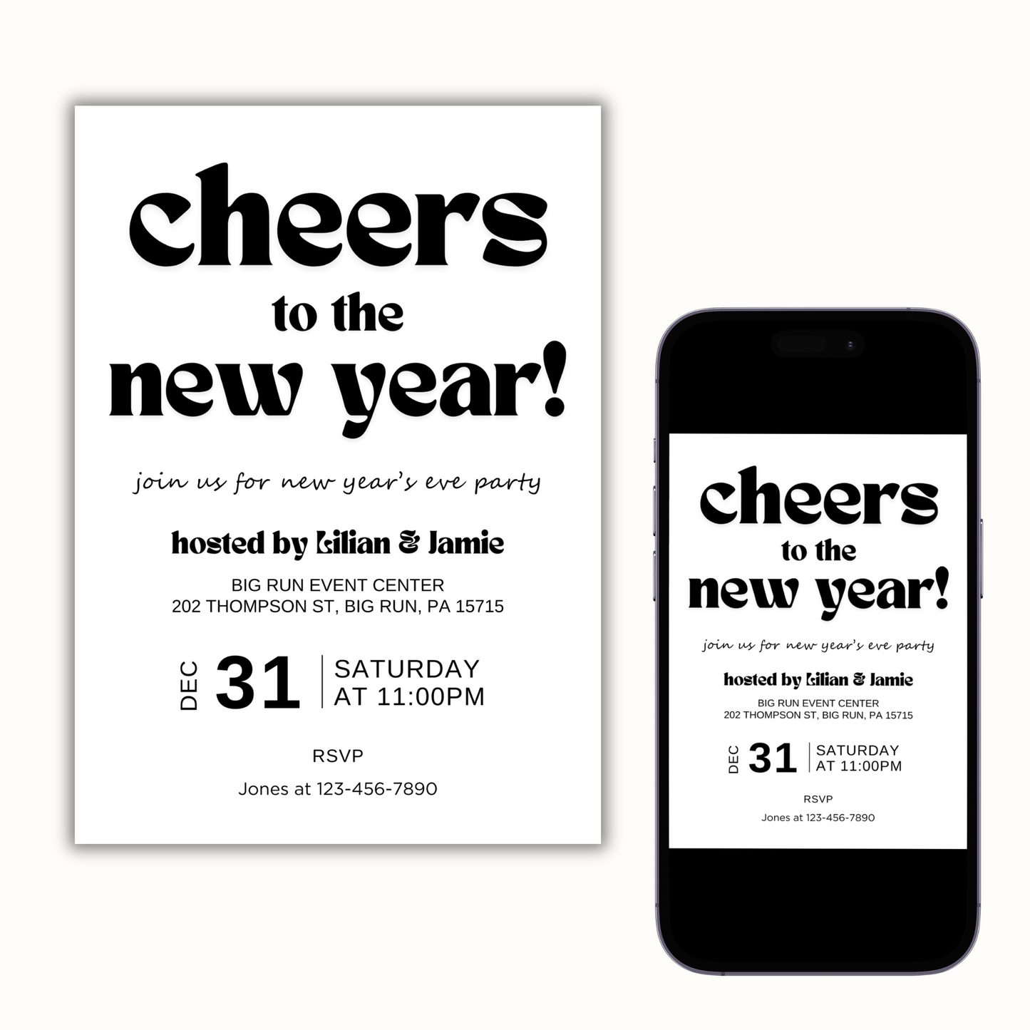 Minimalist New Year's Eve Party Invitation Template